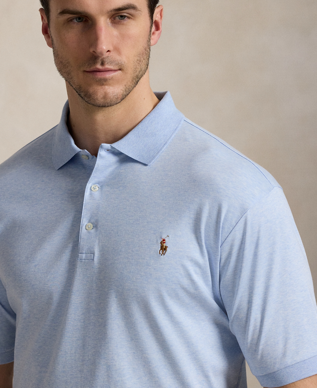 Shop Polo Ralph Lauren Men's Big & Tall Classic Fit Soft Cotton Polo In Office Blue Heather
