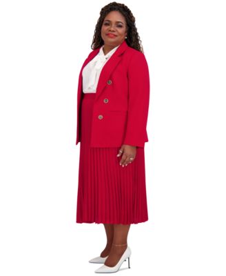 Plus Size Pleated Elastic Waist Skimmer Midi Skirt