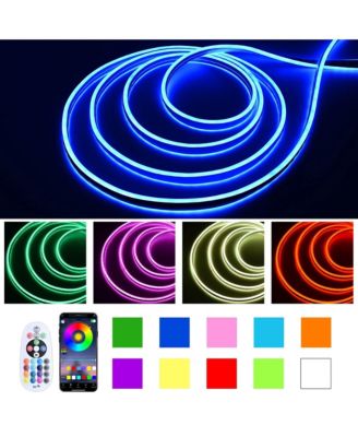 150FT Remote Control & APP AC 110V IP65 Waterproof Music Sync Dimmable Cuttable DIY DEL-D150R RGB Neon Rope Lights