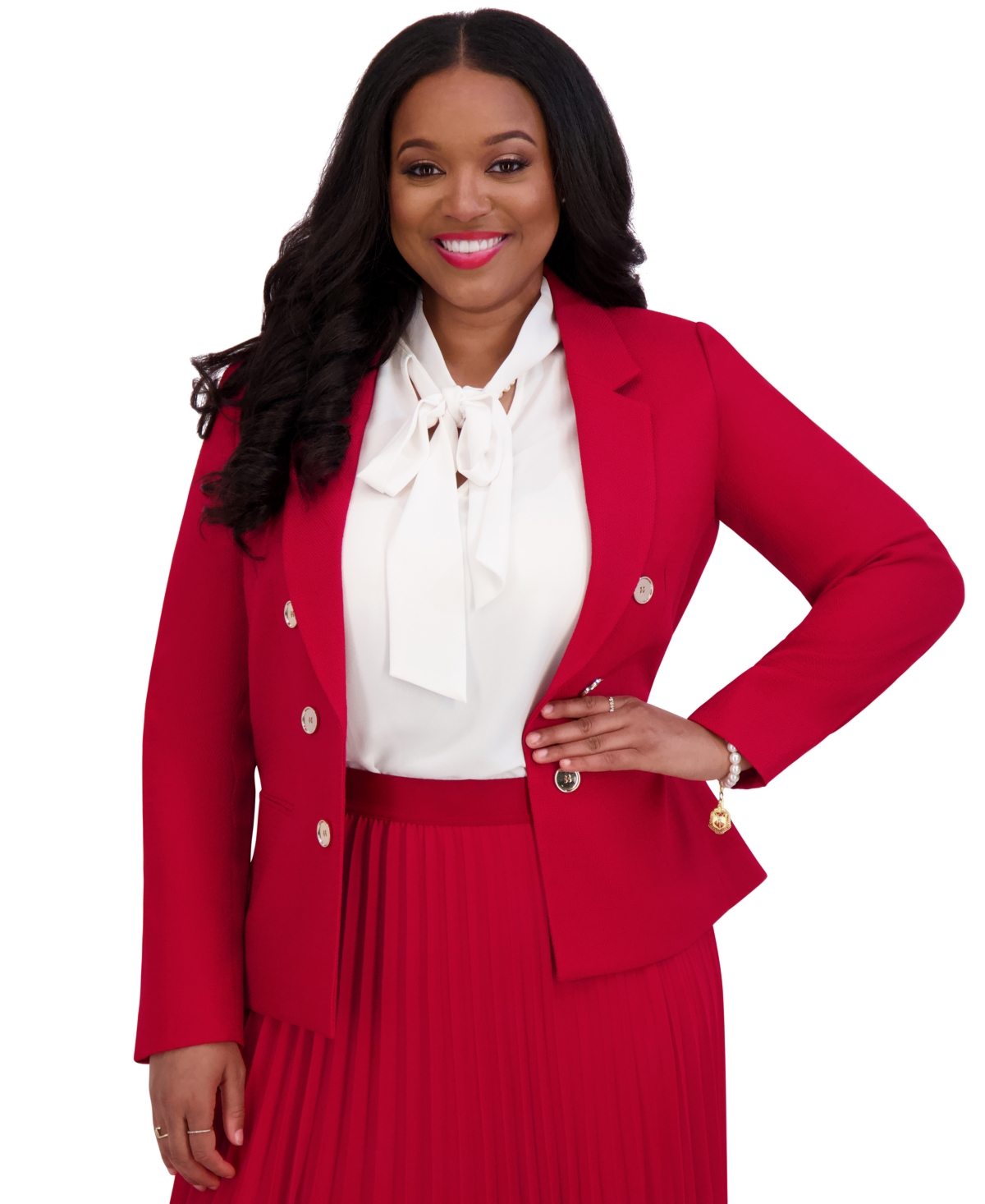 Kasper Women's Faux Double-breasted Blazer, Regular & Plus Sizes In Crimson