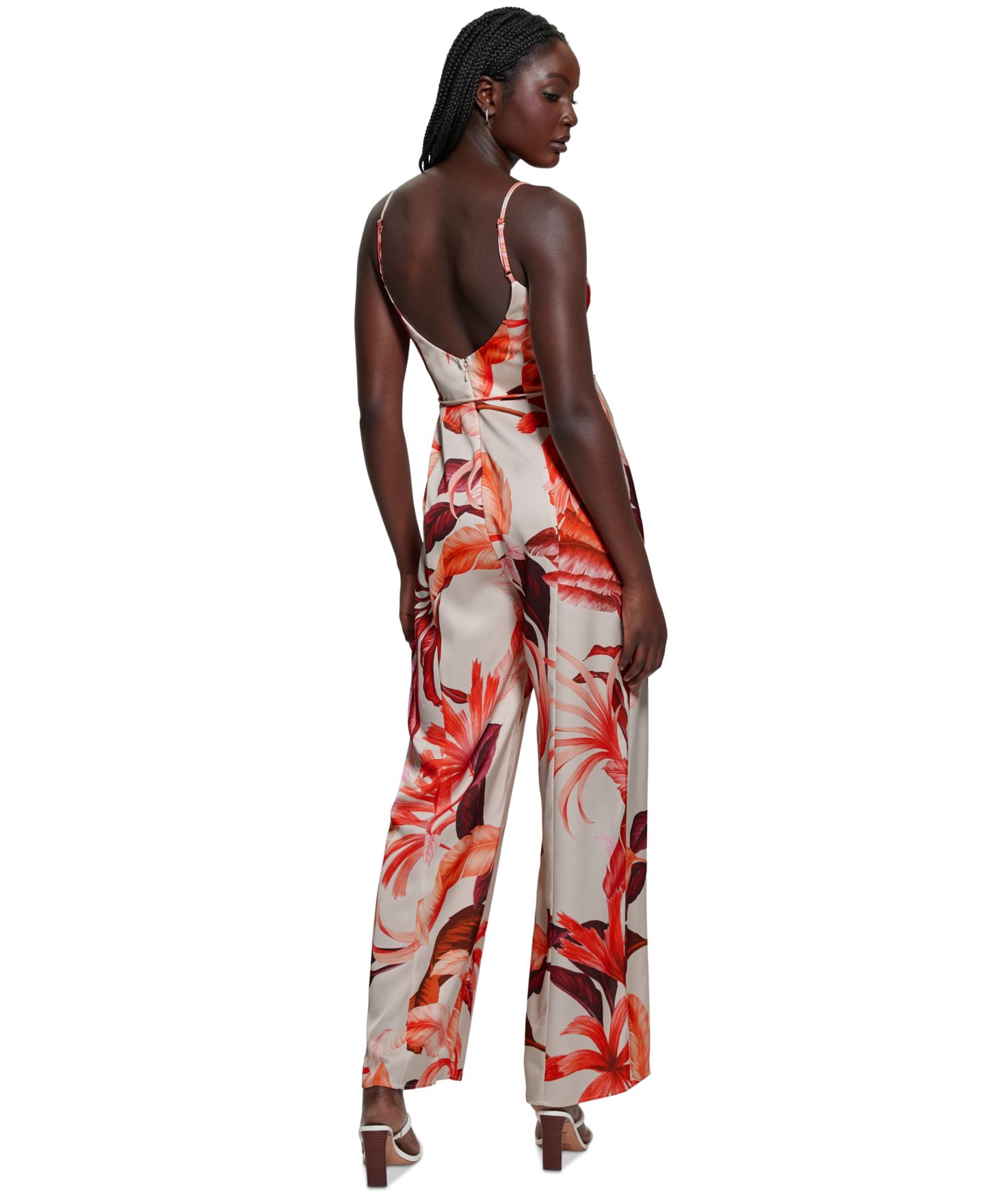 Женский комбинезон GUESS Sana Satin Printed Sleeveless Jumpsuit, цвет: Оранжевый разноцветный — фото 3