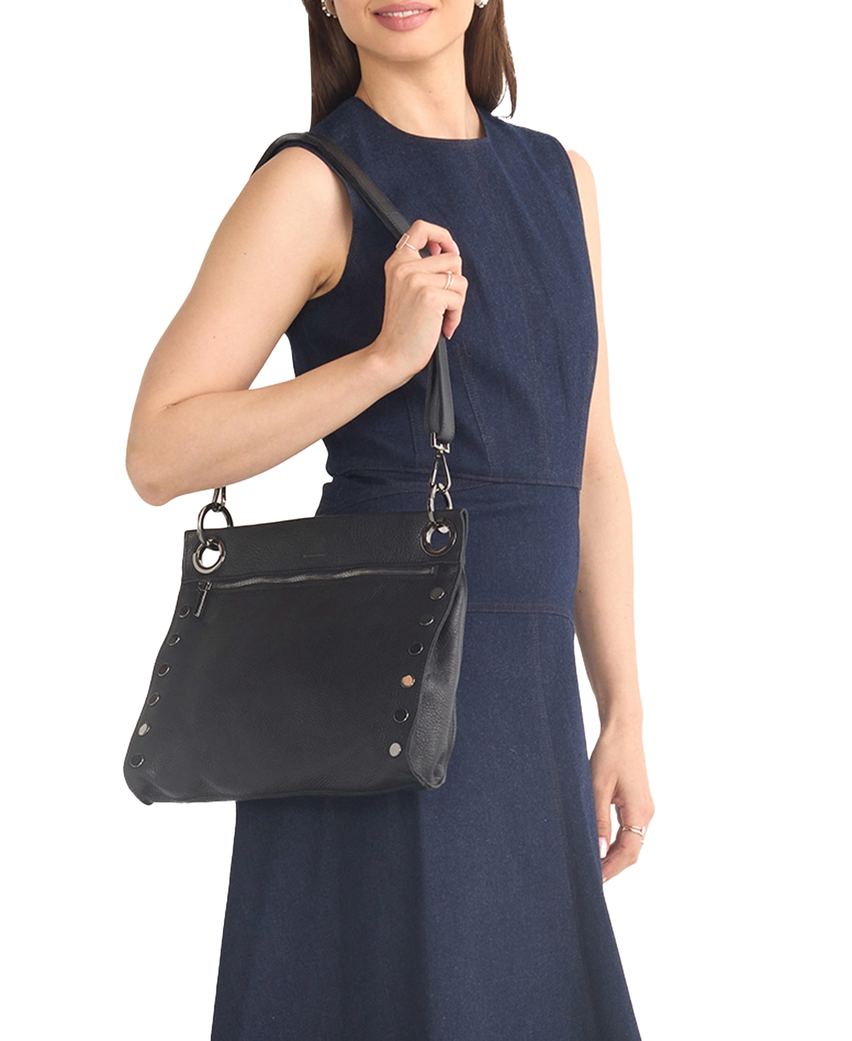 Tony Medium Leather Shoulder Bag - Black