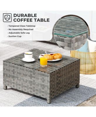 12 Pieces Outdoor Furniture Patio Sectional Sofa,No Assembly Required PE Wicker Conversation Sets with Armchairs,Ottomans and Coffee Table