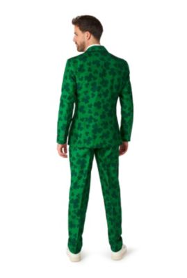 Men's Party Costume. Pats Green Suit - Shamrock Print for Men