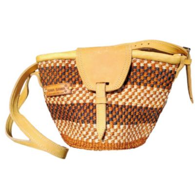 Life Damier Pattern Handwoven Sisal Straw Crossbody Shoulder Bag