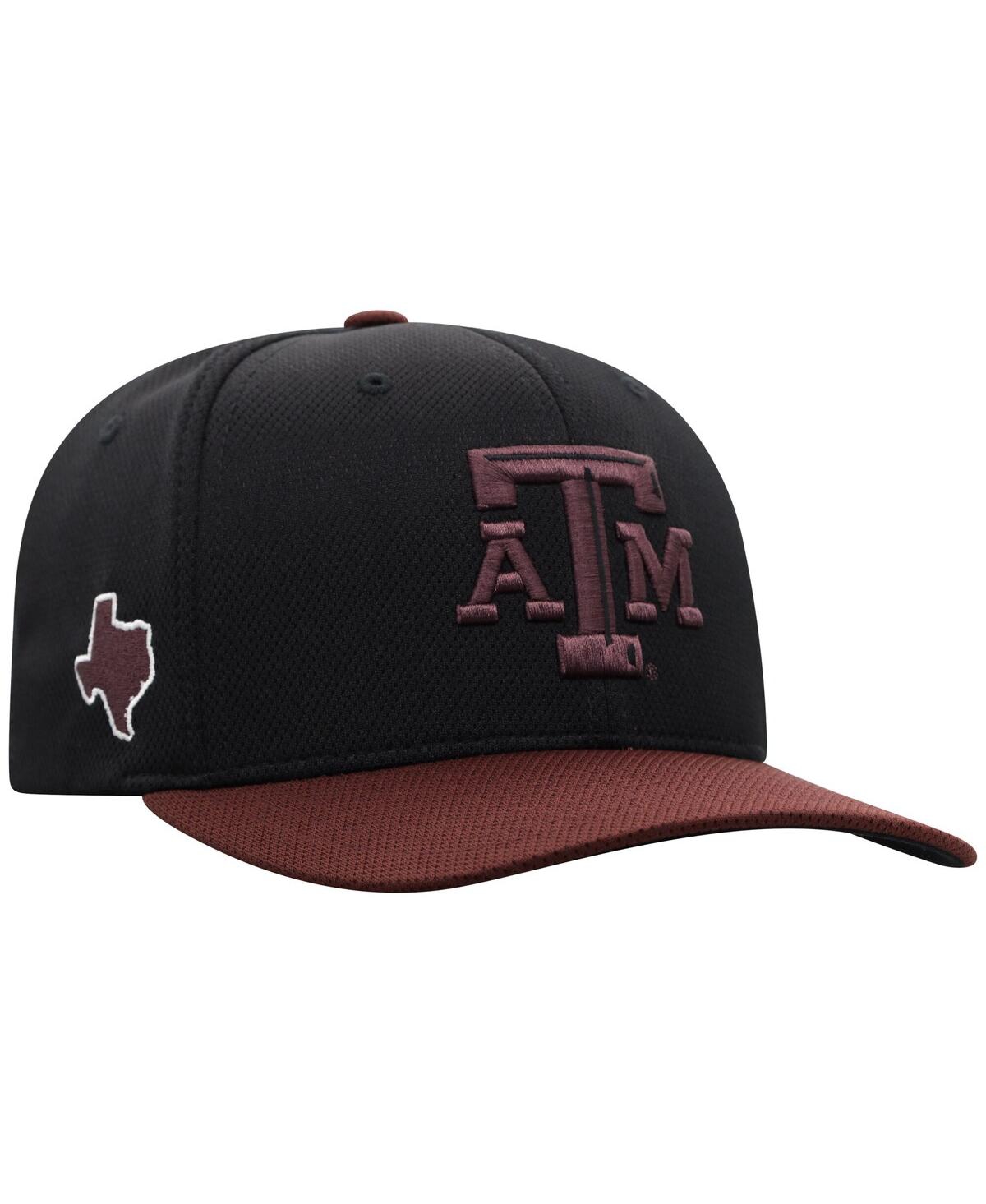 Top Of The World Men's Black Texas A&m Aggies Reflex Fitted Hat In Black