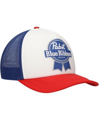 Men's White Pabst Blue Ribbon Foam Trucker Adjustable Hat