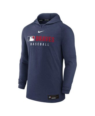 Men's Heather Navy Atlanta Braves Authentic Collection Tri-Blend Performance Pullover Hoodie