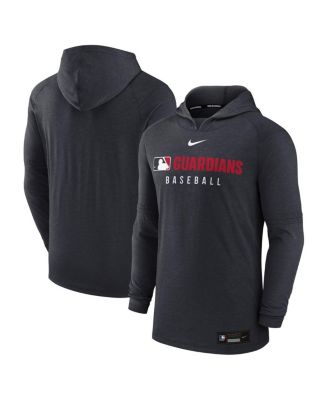 Nike - Men's Heather Black Cleveland Guardians Authentic Collection Tri-Blend Performance Pullover Hoodie