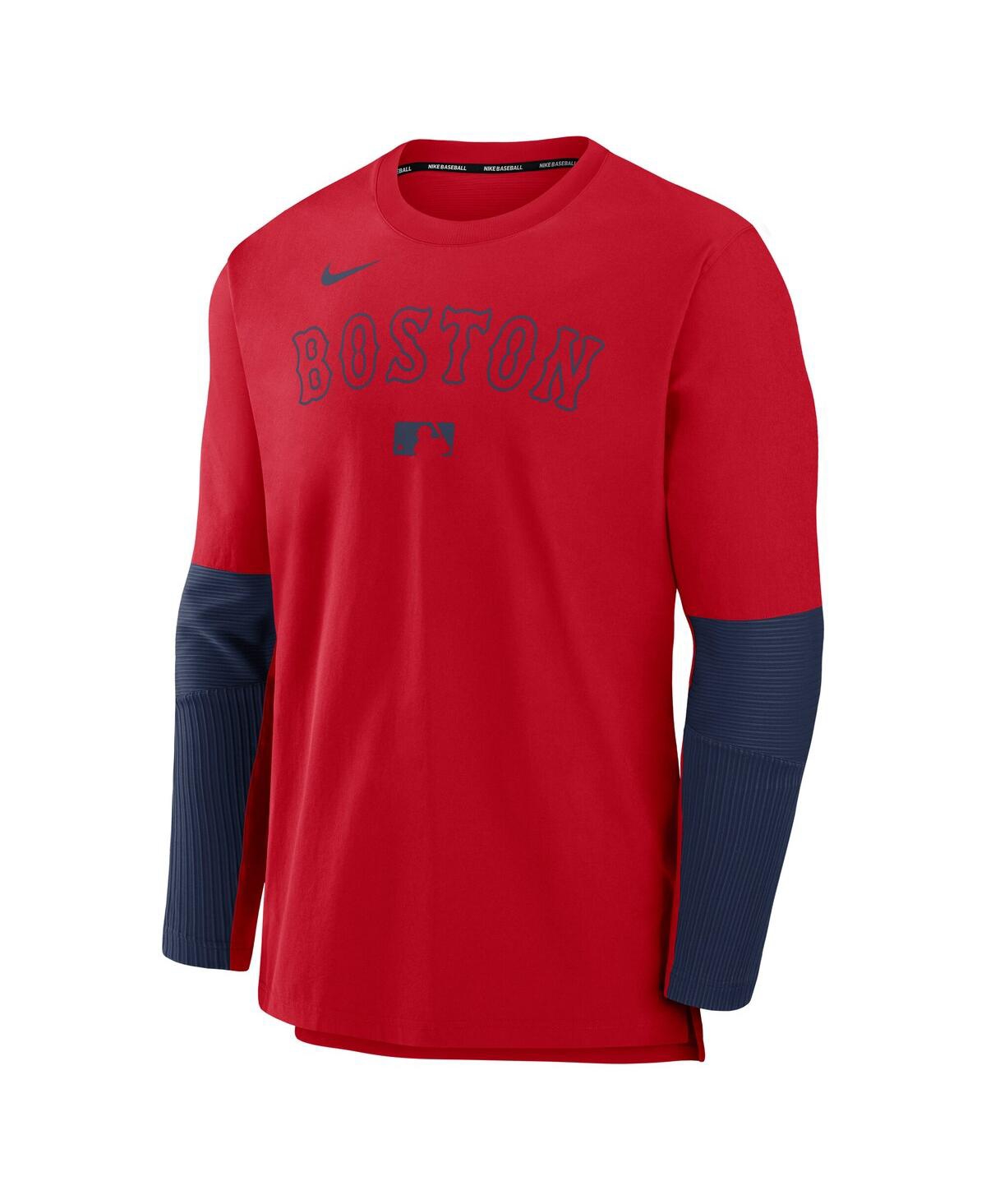 Nike Men's Red/navy Boston Red Sox Authentic Collection Lightweight Player Tri-blend Performance Pullover In Red,navy