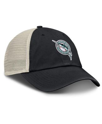 Men's Black/Natural Florida Marlins Cooperstown Collection Club Trucker Adjustable Hat