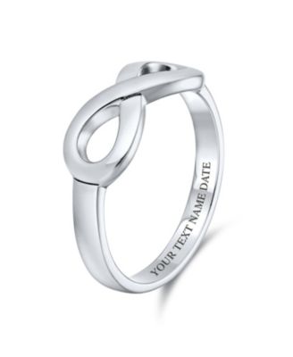 Simple Best Friends Infinity Silver Ring with Love Knot Symbol Sterling