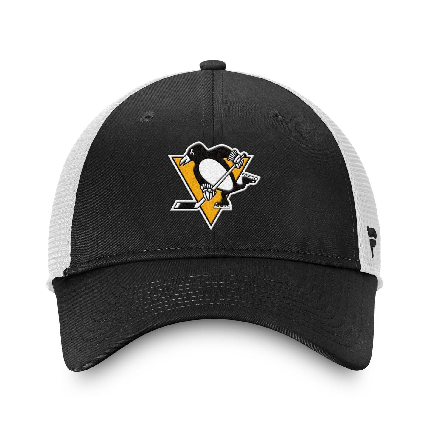 Мужская кепка Fanatics Black/White Pittsburgh Penguins Core Primary Logo Trucker Adjustable Hat — фото 4