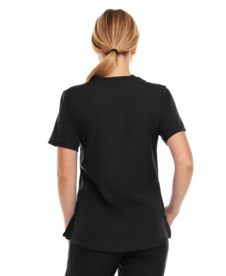 Women's Ruth 3-Pocket Multi Stitch V-Neck Scrub Top, Black