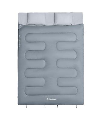 87x59" 2 Person 20 Degree Family Couple Sleeping Bag w/2 Pillows, Grey