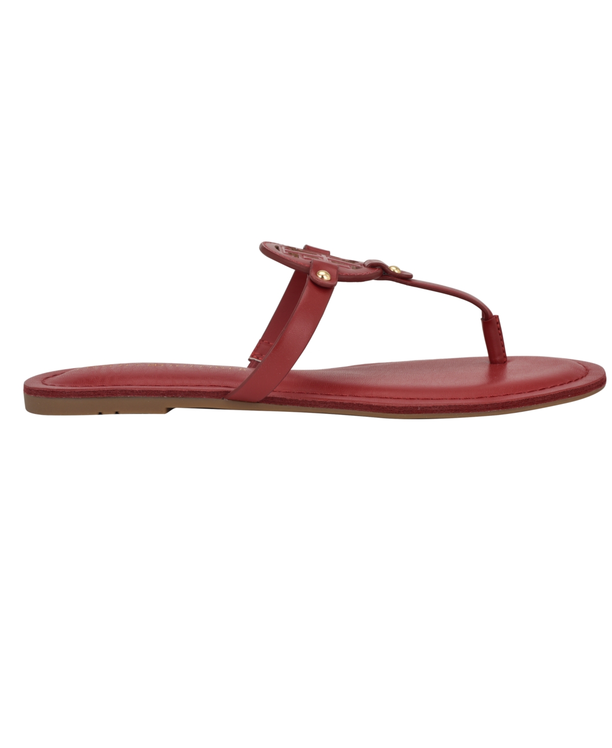 Tommy Hilfiger Women's Litzy Logo T-strap Flat Sandals In Dark Red