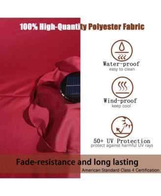 15ft Rectangular Double-Sided Solar LED Outdoor Patio Market Umbrella with Base Included