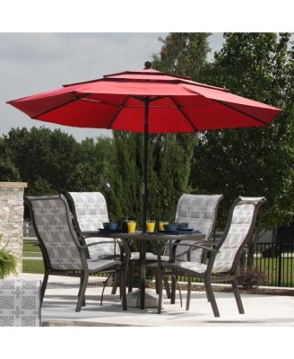 10 ft 3-Tier Outdoor Patio Market Umbrella with Double Air Vent and Push Button Tilt
