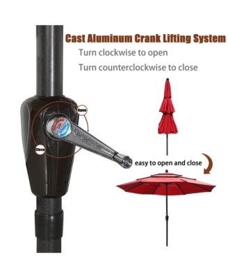 10 ft 3-Tier Outdoor Patio Market Umbrella with Double Air Vent and Push Button Tilt