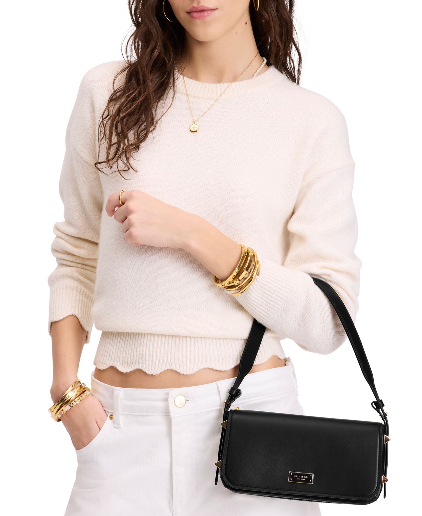 Женская сумка kate spade new york Liv Small Leather Shoulder, цвет: Чёрный — фото 2