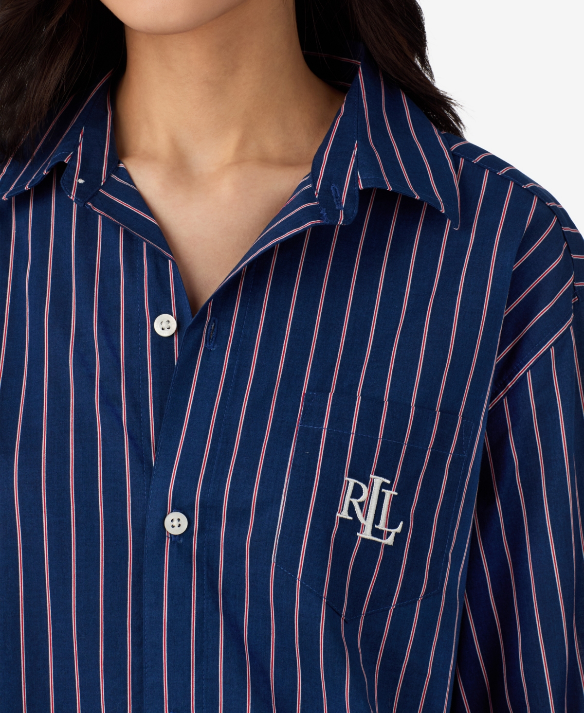 Ralph Lauren Women's Long Sleeve Roll Tab His Shirt Sleepshirt
