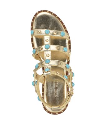Nine West Women's Mindela Embellished Flat Gladiator Sandals