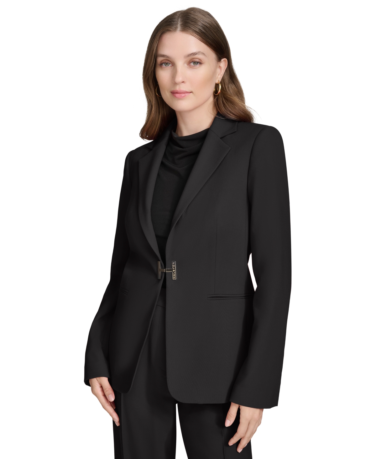 HALSTON WOMEN'S LOGO-CLASP NOTCH-LAPEL BLAZER 