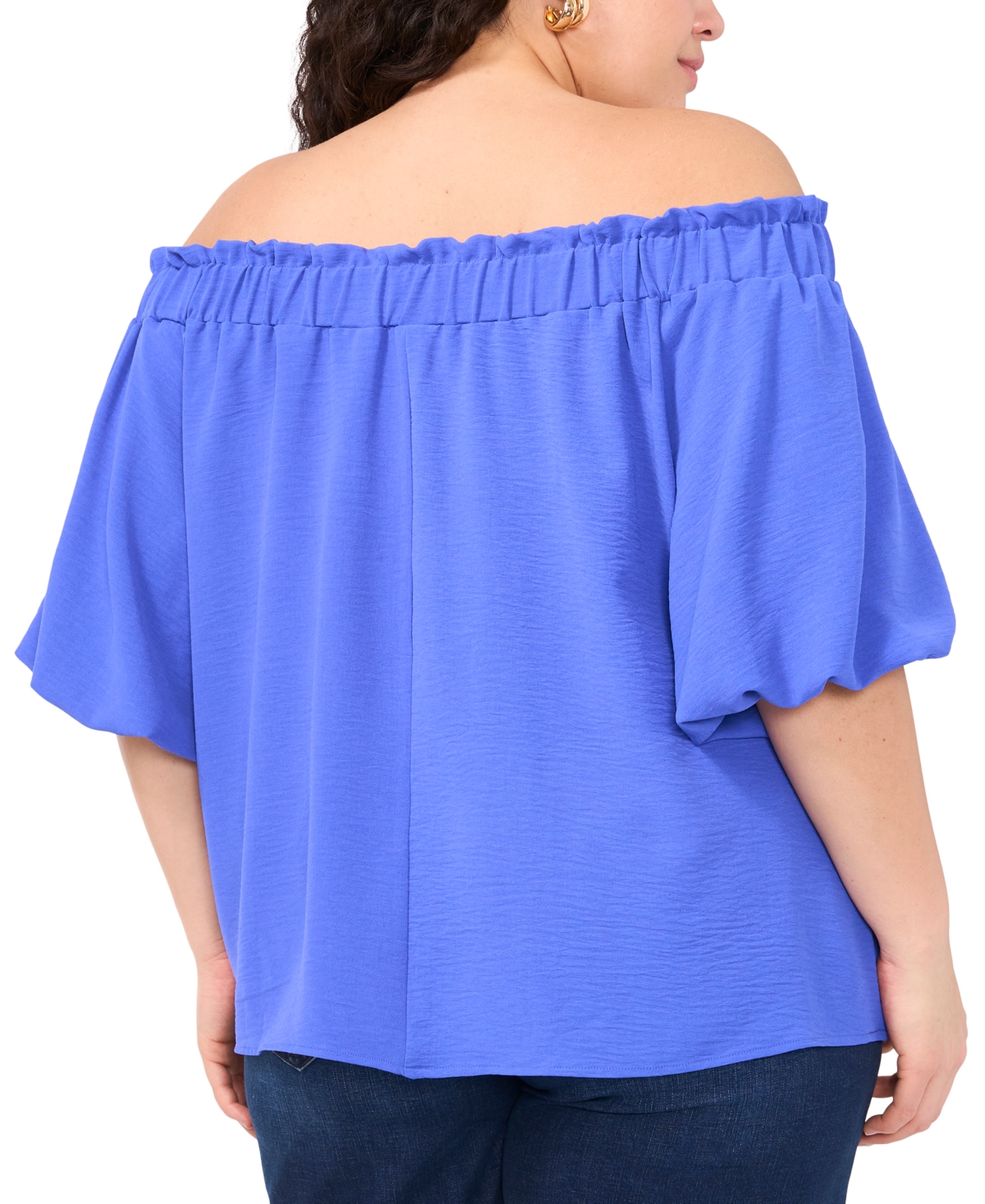 VINCE CAMUTO PLUS SIZE OFF-THE-SHOULDER PUFF-SLEEVE TOP 
