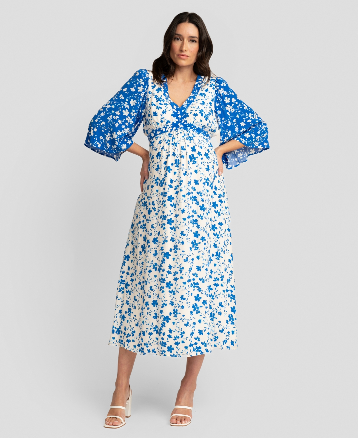 Shop Seraphine Women's Maternity Flounce Sleeve Dress In Floral Print