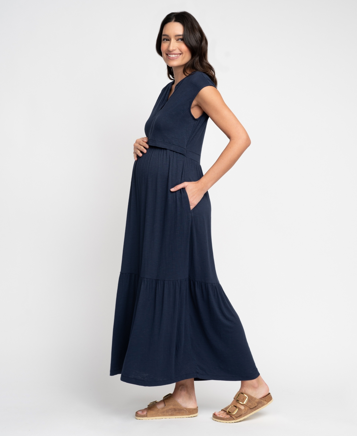 Shop Seraphine Women's Maternity Nursing Dress In Navy