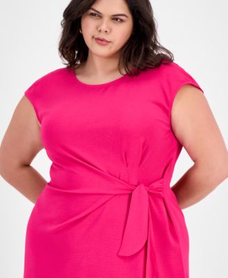 Plus Size Side-Tie Cap-Sleeve Sheath Dress
