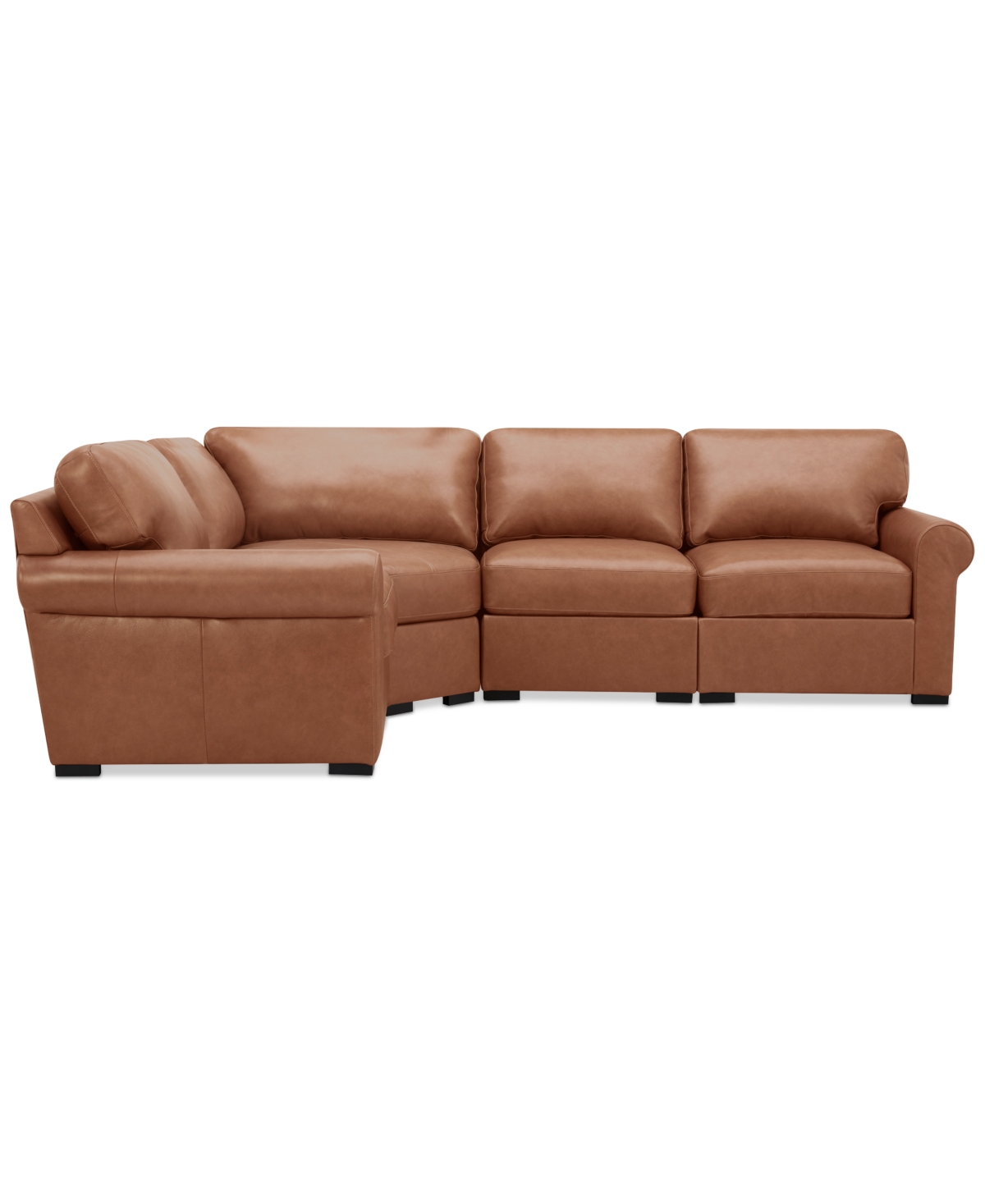 Macy's Radley Roll Arm 117" 4-pc. Leather Wedge Corner L Sectional, Exclusively At