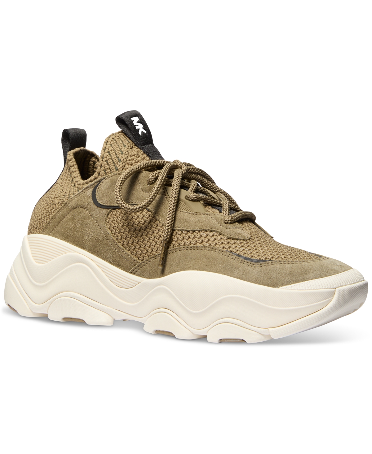 Michael Kors Atlas Stretch Knit Trainer In Safari Green