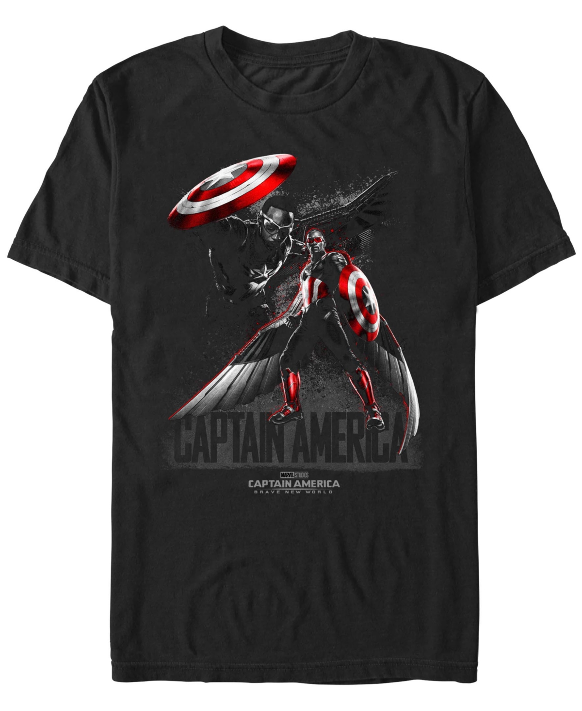 Men's Captain America Brave Pose Short Sleeve T-Shirt - Black