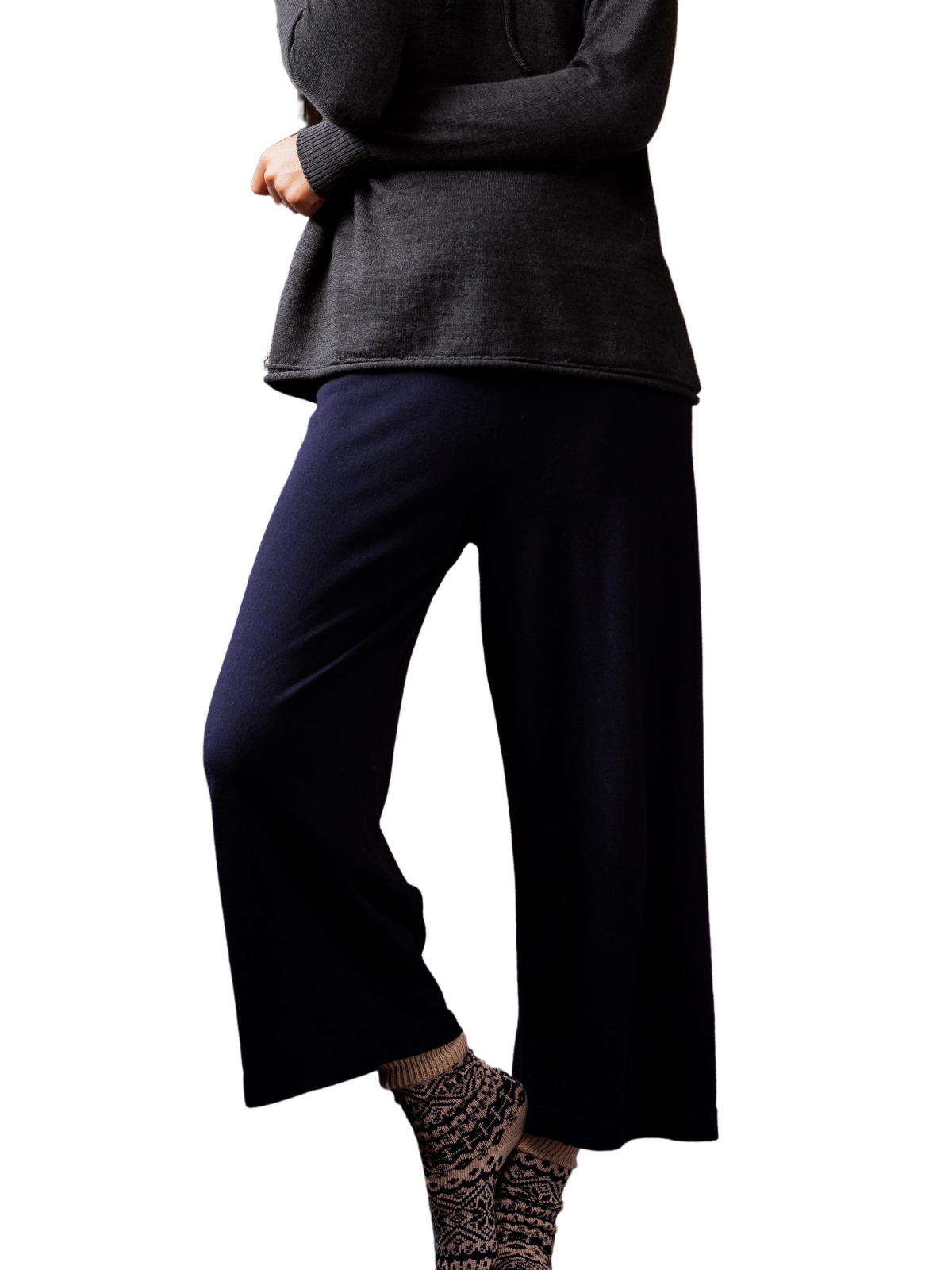 Women's Wide Leg Merino Lounge Pants - Navy