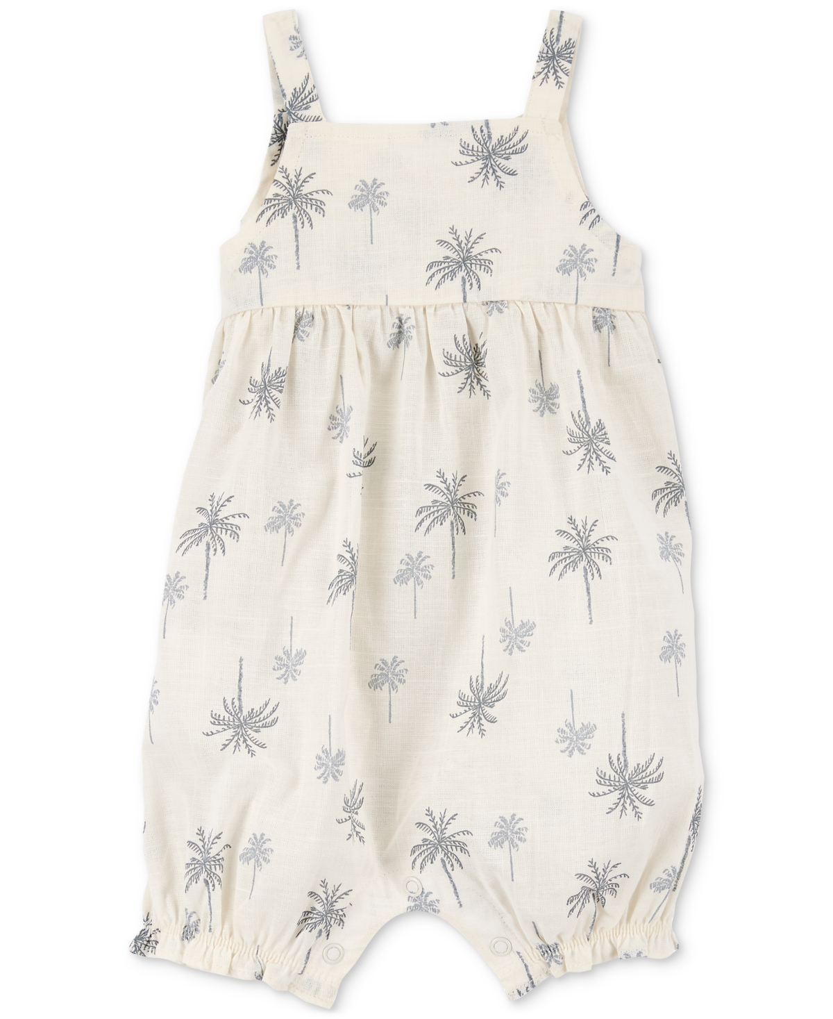 Carter's Baby Girls Cotton Palm Tree-print Tank Romper In Ivory
