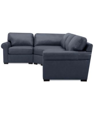 Radley Roll Arm 117" 4-Pc. Leather Wedge Corner L Sectional