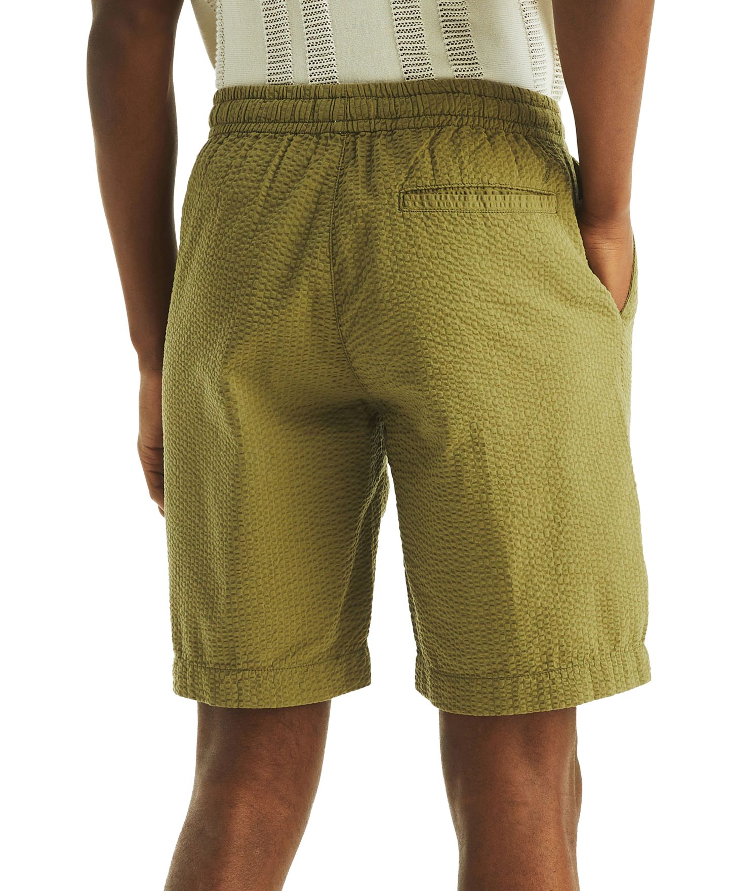 Мужские шорты Nautica Seersucker Drawstring 9.5" Shorts, цвет: Оливковый — фото 2