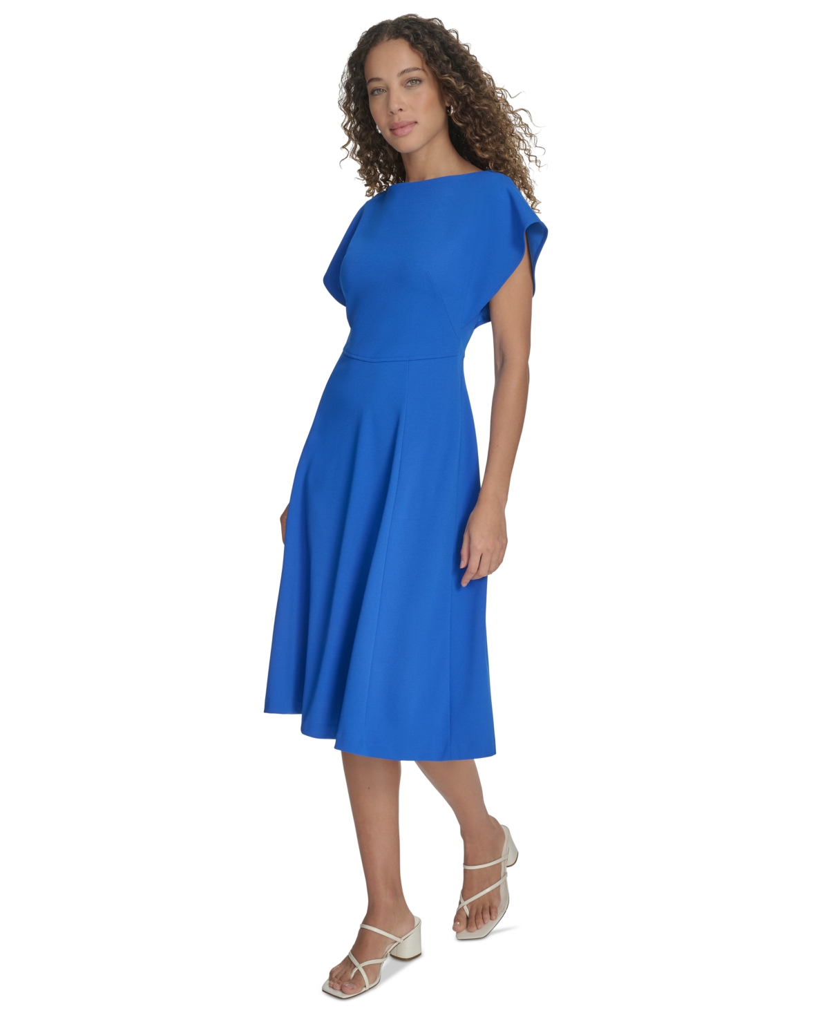Calvin Klein Women's Flutter-sleeve A-line Midi Dress In Capri