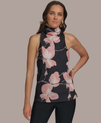Donna Karan New York - Women's Sleeveless Floral High-Neck Top