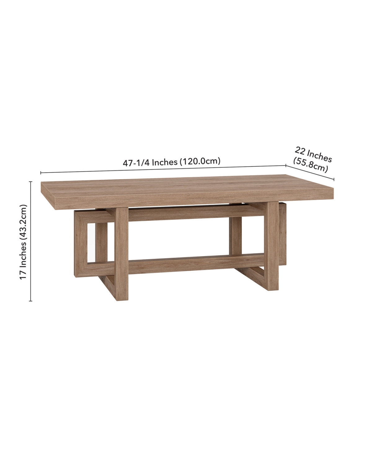 HUDSON & CANAL 47" BRESLOW WIDE RECTANGULAR COFFEE TABLE 