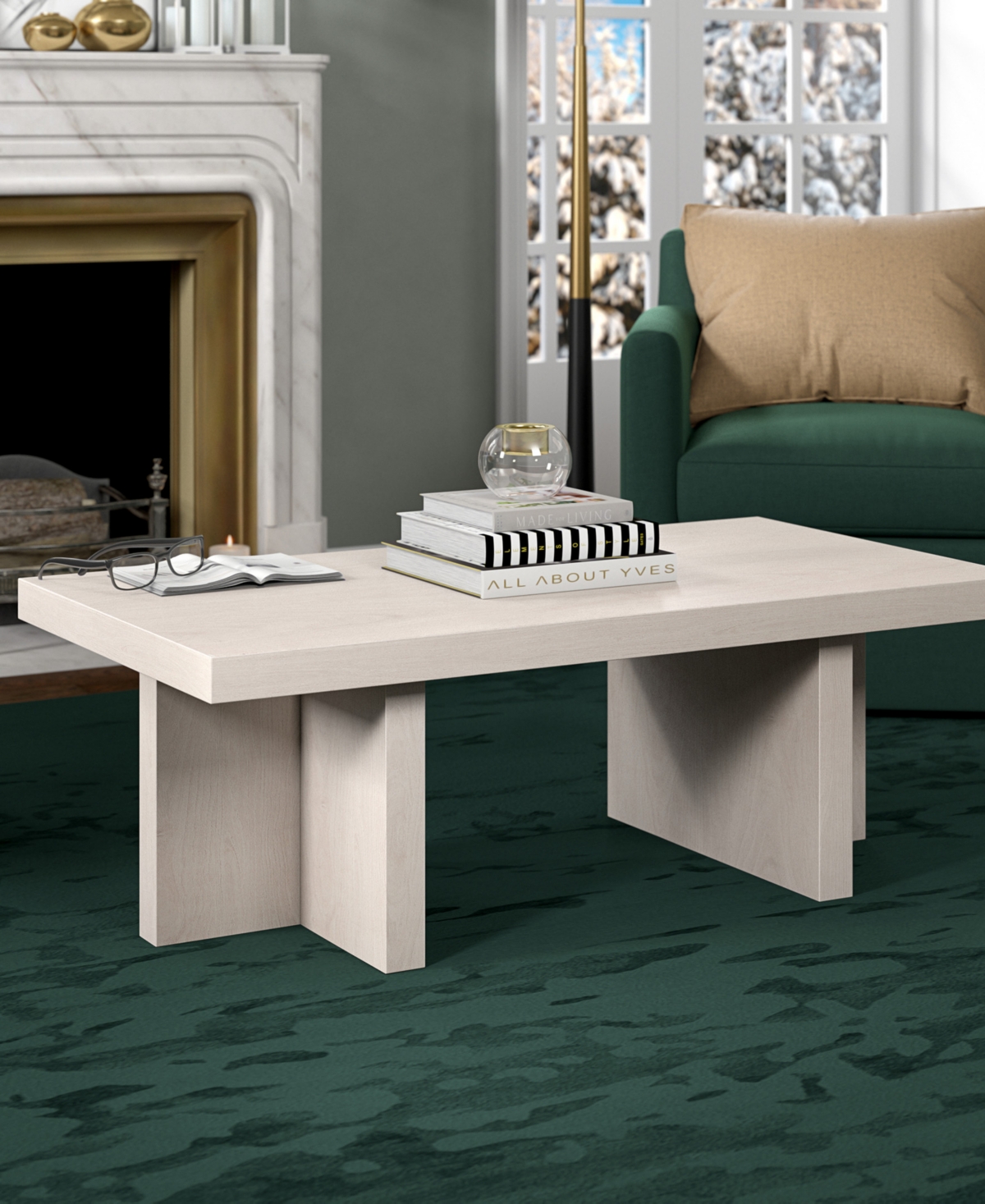 HUDSON & CANAL 44" DIMITRA WIDE RECTANGULAR COFFEE TABLE 