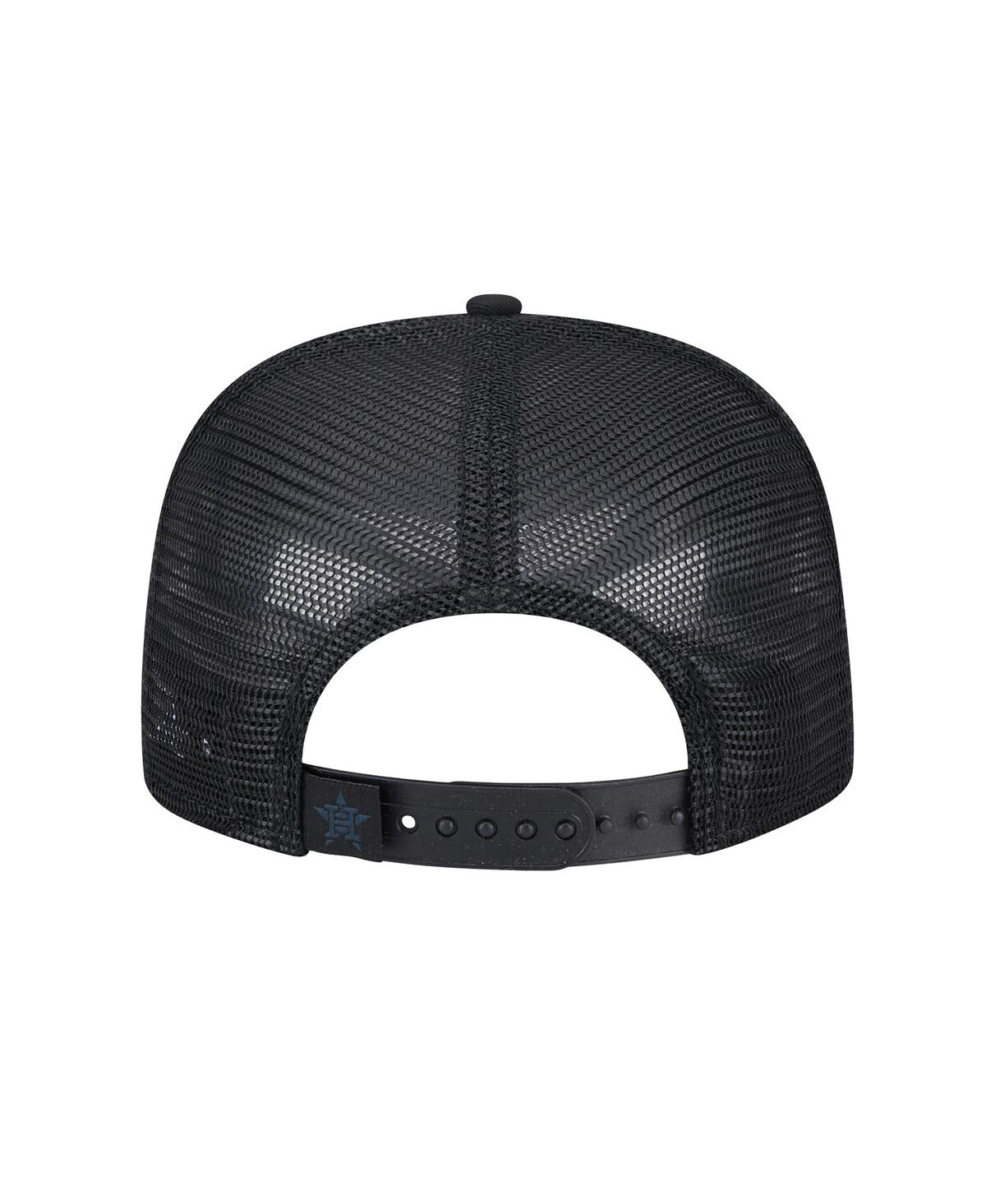 New Era Men's Black Houston Astros Score Check A-frame Trucker 9fifty Snapback Hat In Black