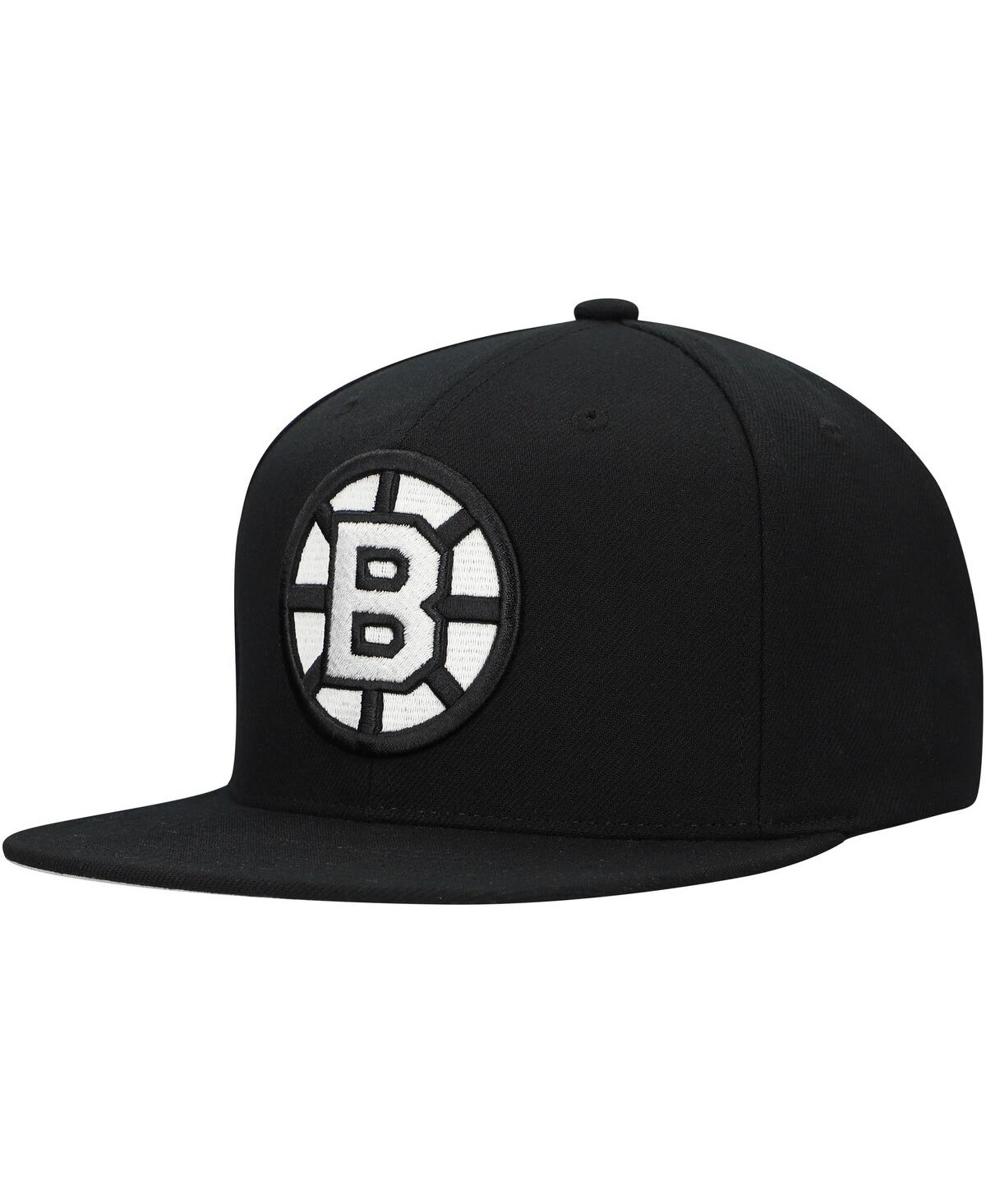 Mitchell & Ness Men's Black Boston Bruins Team Snapback Hat In Black