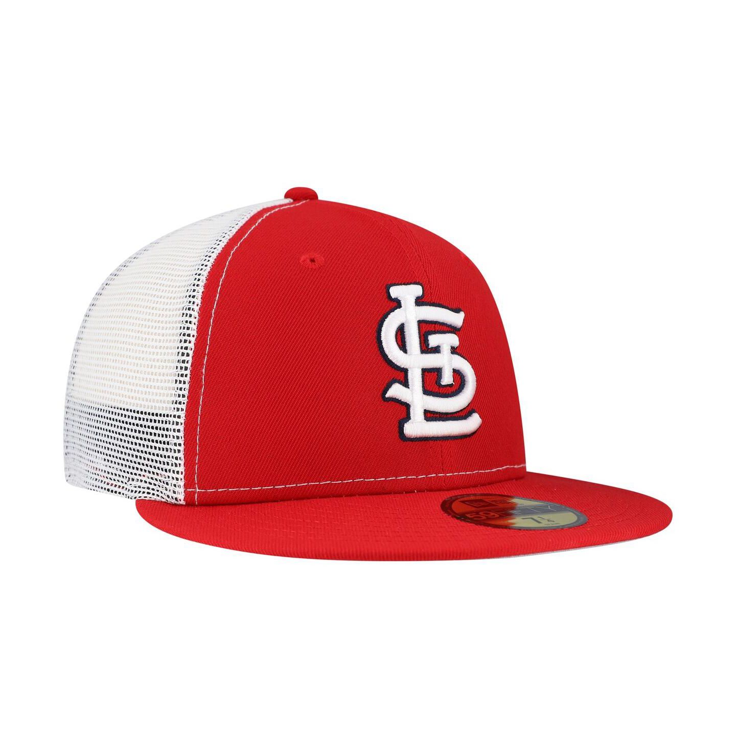 Мужская кепка New Era Red St. Louis Cardinals Team Color 59FIFTY Trucker Fitted Hat — фото 4