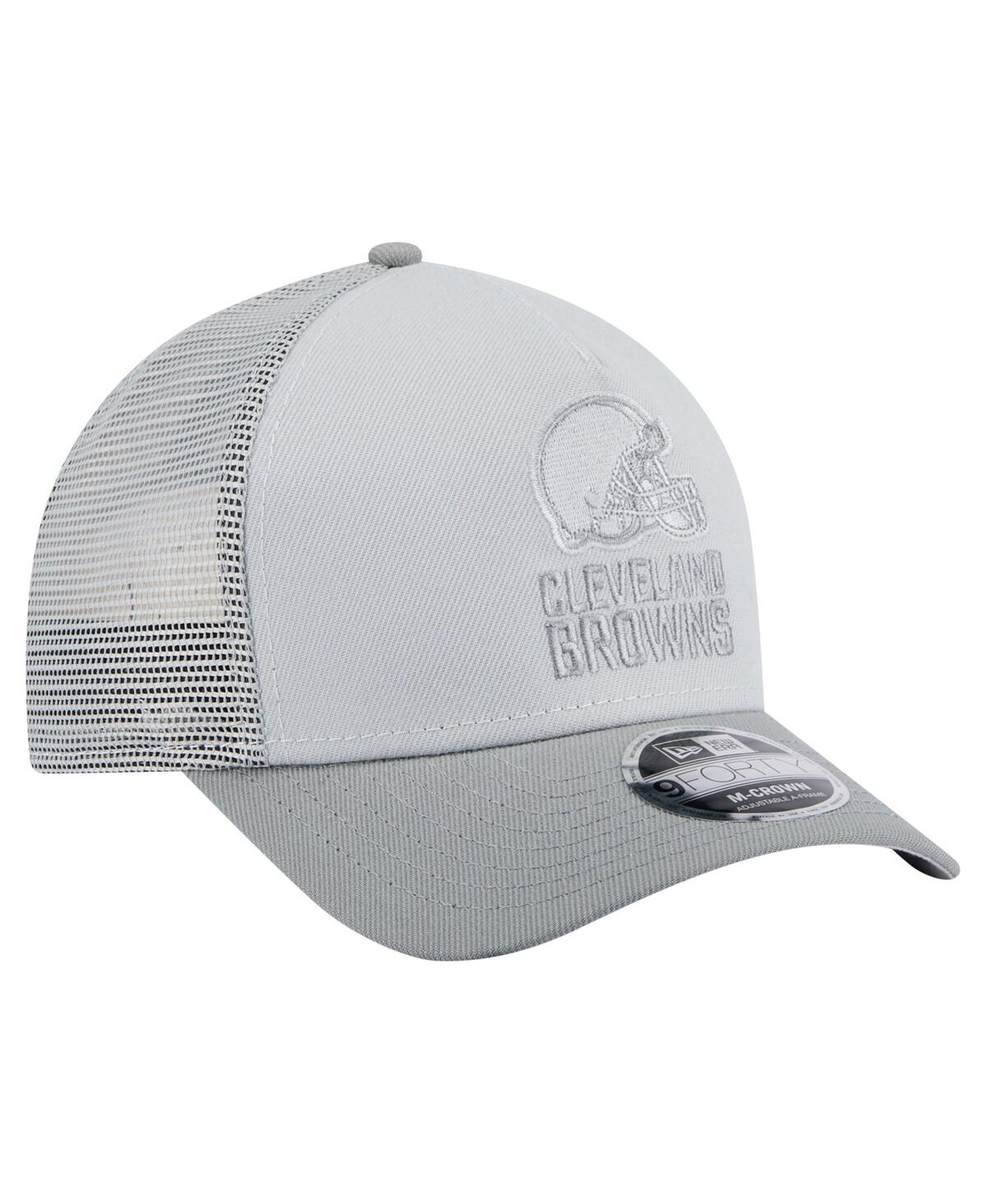 New Era Men's Gray Cleveland Browns Domain 9forty A-frame Trucker Adjustable Hat In Gray