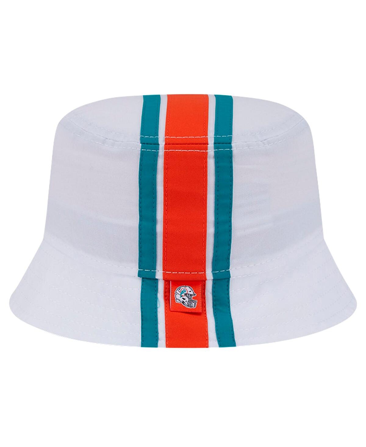 Shop New Era Men's White Miami Dolphins Helmet Bucket Hat In White,aqua