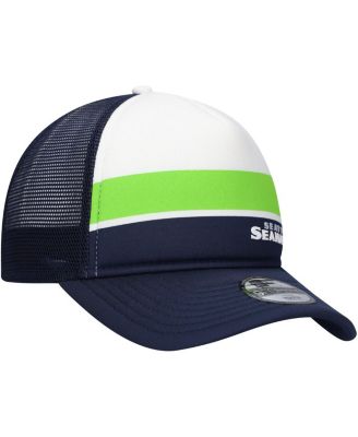 Big Boys and Girls College Navy Seattle Seahawks Sport Night Color Block 9FORTY A-Frame Trucker Adjustable Hat