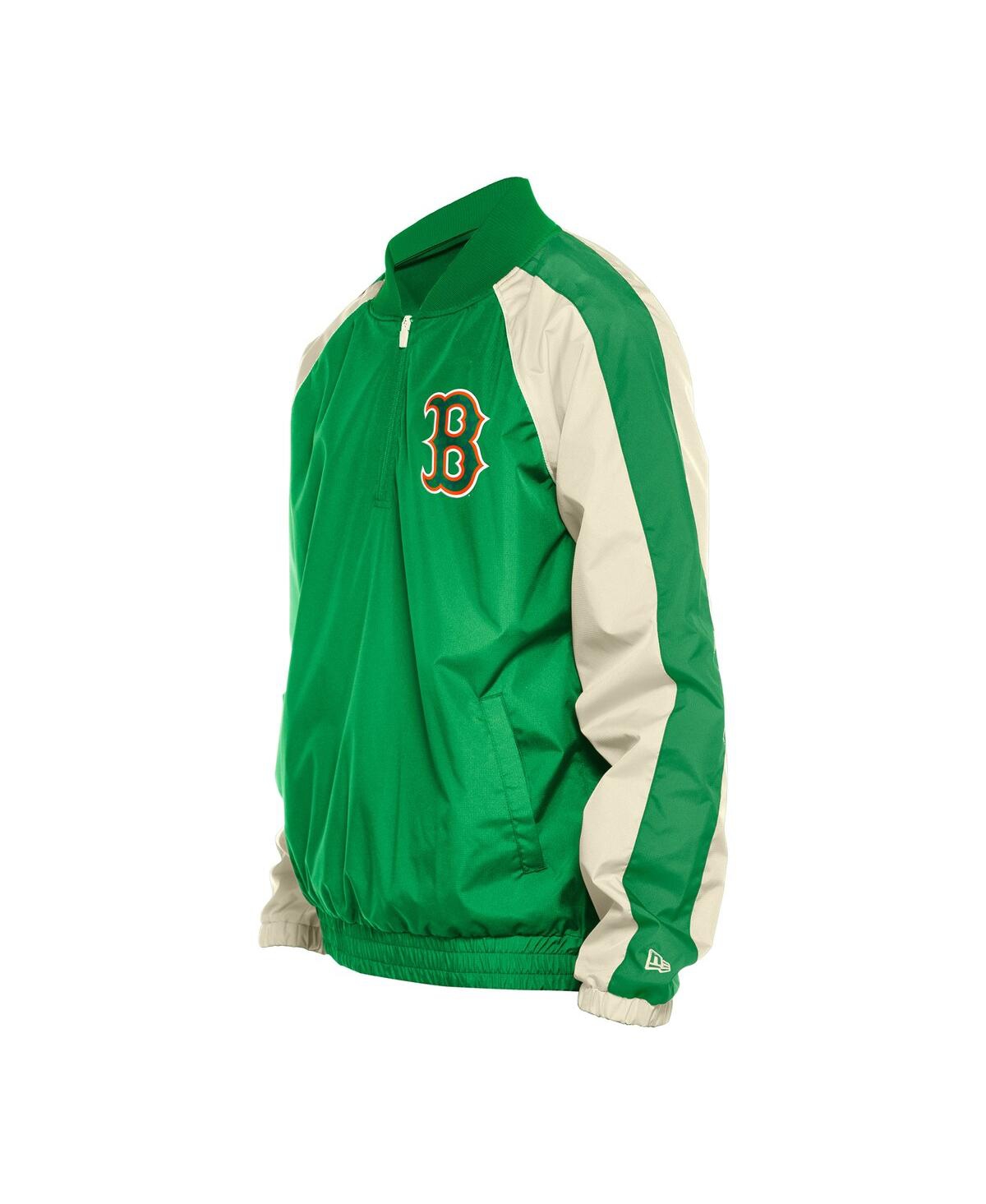 NEW ERA MEN'S KELLY GREEN BOSTON RED SOX RIPSTOP RAGLAN QUARTER-ZIP HOODIE WINDBREAKER JACKET 