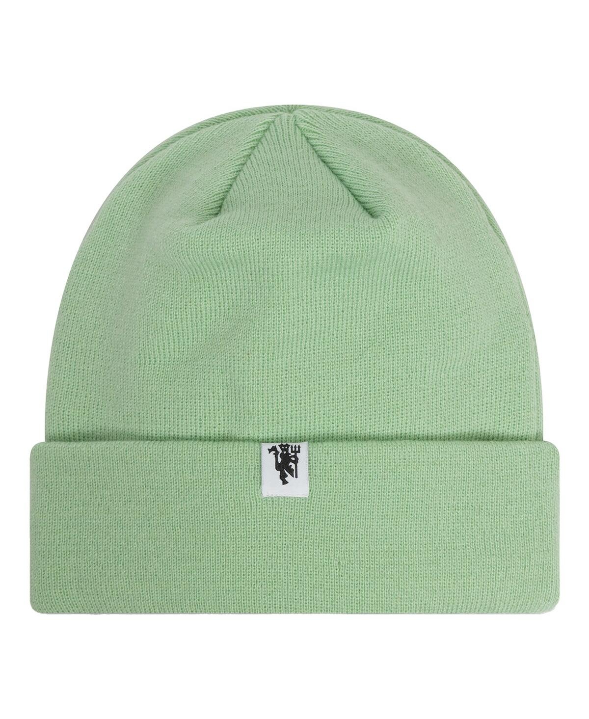 Shop New Era Women's Light Green Manchester United Seasonal Cuffed Knit Hat